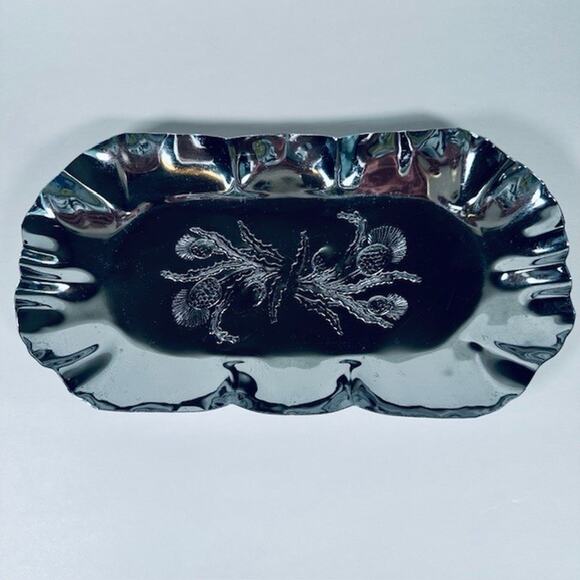 Hammered Aluminum Metal Rectangular Flower Tray Vanity Serving Dish 1940 Vintage - Picture 14 of 15